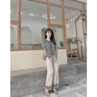 Set len Caro quần suông