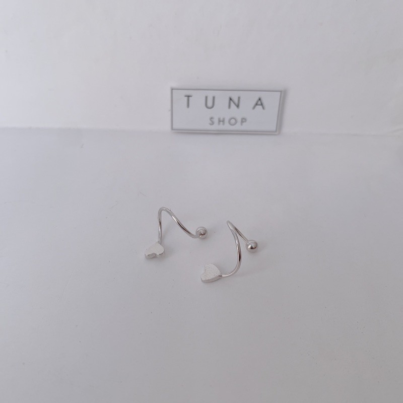 Khuyên Tai Bạc Nữ trái tim, Bông Tai Bạc cá tính _ TUNA SILVER Trang sức bạc cao cấp
