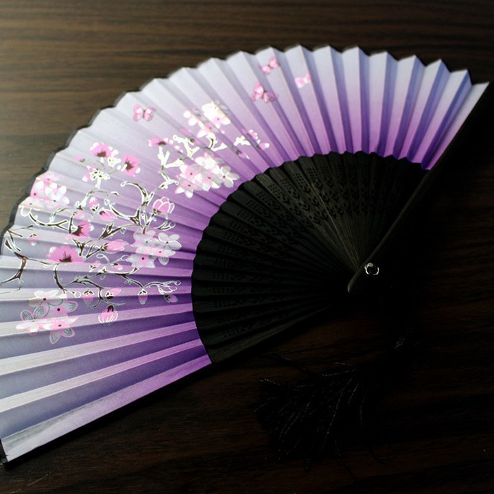 Quạt cổ trang dây tuyến phúc nâu phong cách cổ đại