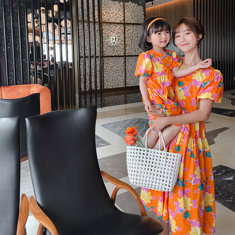 Đầm Công Chúa Chất Cotton Phong Cách Hàn Quốc Cho Mẹ Và Bé