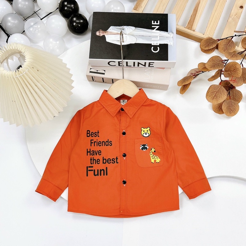 (jean baby) Áo sơ mi dài tay in hình gấu dễ thương cho bé