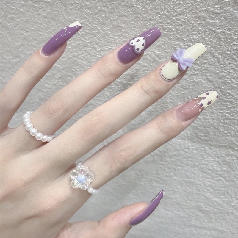 Set 24 móng giả D337 đính đá cao cấp ( tặng kèm keo và dũa )