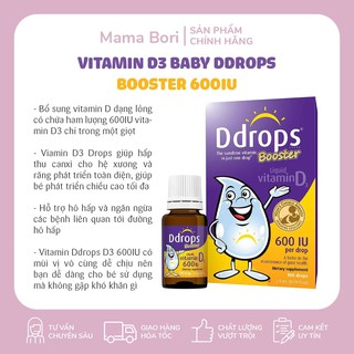 [Hàng chuẩn Air - Cam kết chính hãng] Vitamin D3 Baby DDrops Booster 600IU Mỹ thúc đẩy phát triển chiều cao cho trẻ