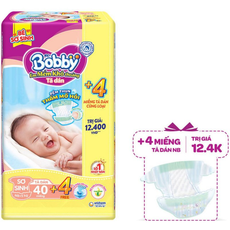 Tã dán Bobby XS 40 miếng (NB Sơ sinh đến 5kg)