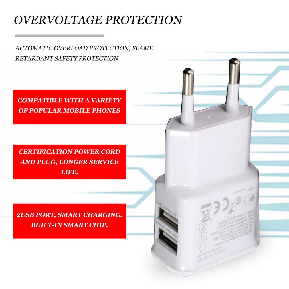 Ổ Cắm Sạc Điện Thoại Hai Cổng Usb Mang Đi Du Lịch Tiện Dụng