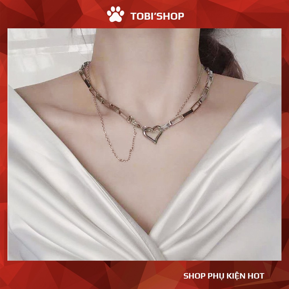 Dây chuyền Chocker TOBI STORE xích bản to mặt trái tim độc đáo cá tính cool ngầu NO SKU 86