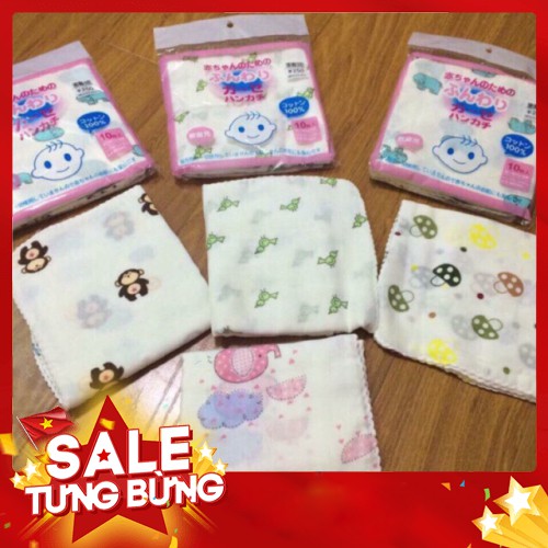 Combo 10 gói khăn sữa hoa, kích thước 31x31