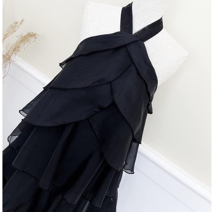 [Ảnh thật] Đầm voan cổ yếm bèo tầng cực xinh xắn