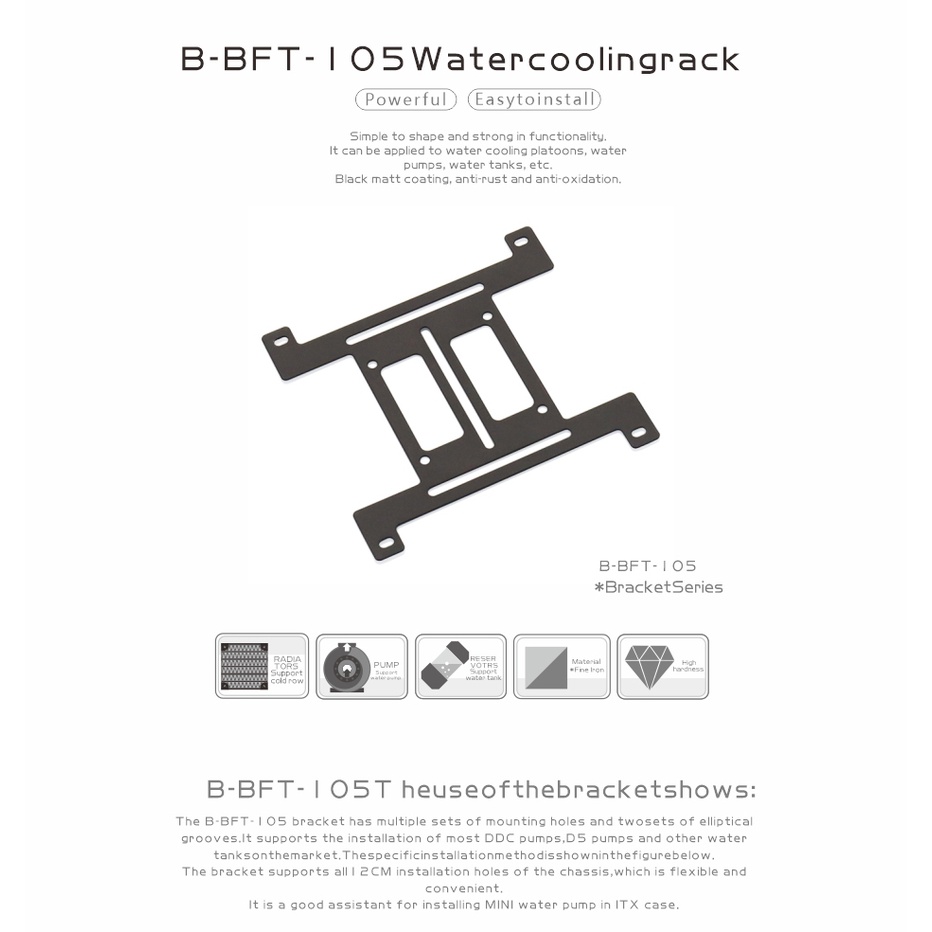 Bykski B-BKT-105 Bộ tản nhiệt làm mát bằng nước Giá đỡ kim loại cho Bể chứa / Bình chứa / Máy bơm làm mát Lắp đặt 12cm Vị trí lỗ quạt 120X120X15mm