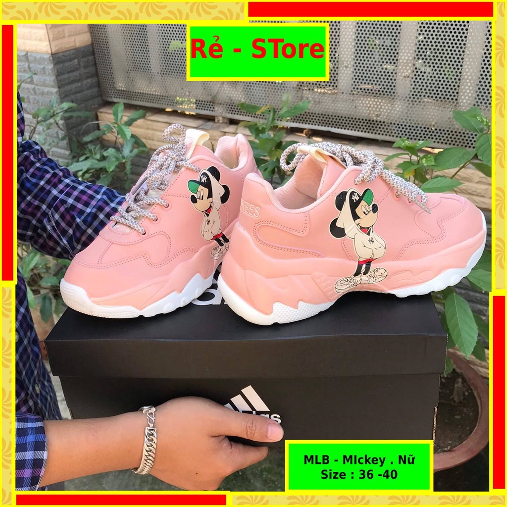 Giày thể thao độn đế nữ giày thể thao tăng chiều cao 𝐌𝐋𝐁 BOSTON, Giày NỮ 𝐌𝐋𝐁 MICKY Hồng -Hàng Quảng Châu.