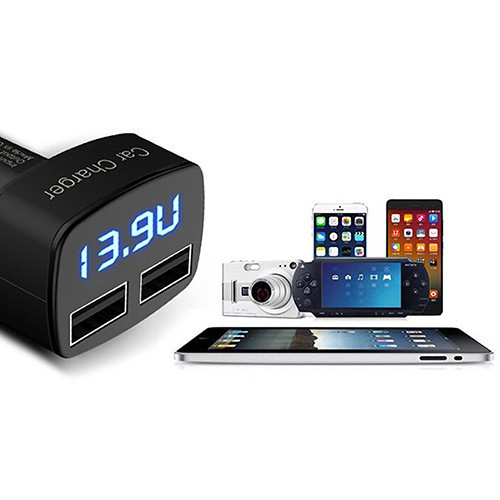 Car 3.1A Full Current Dual USB Interface With Two Chargers / Voltage Temperature Ammeter Digital LED Display