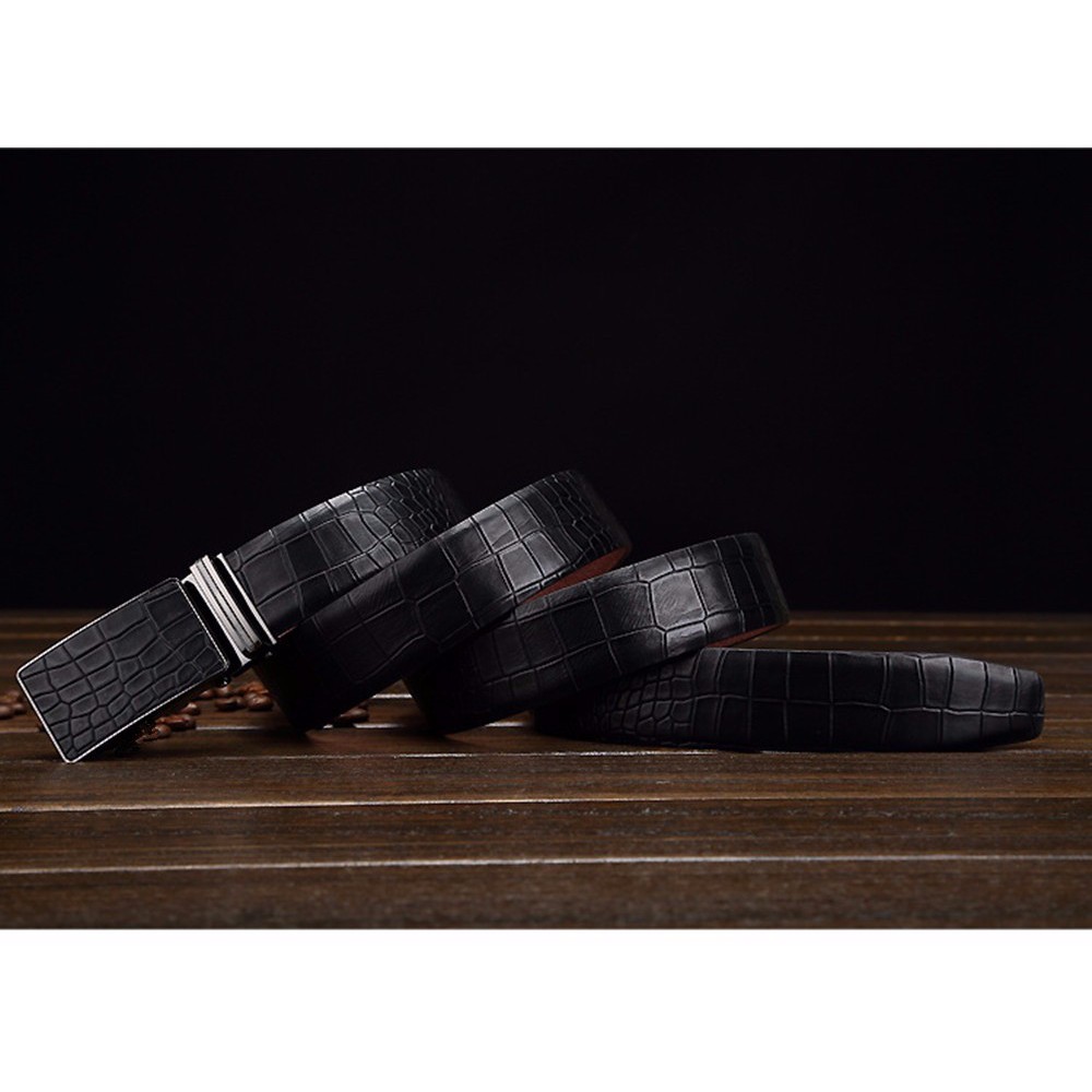 ( Rẻ Vô Địch ) Dây nịt da vân cá sấu, Thắt lưng khóa tự động phủ da - Phong cách lịnh lãm, Doanh nhân