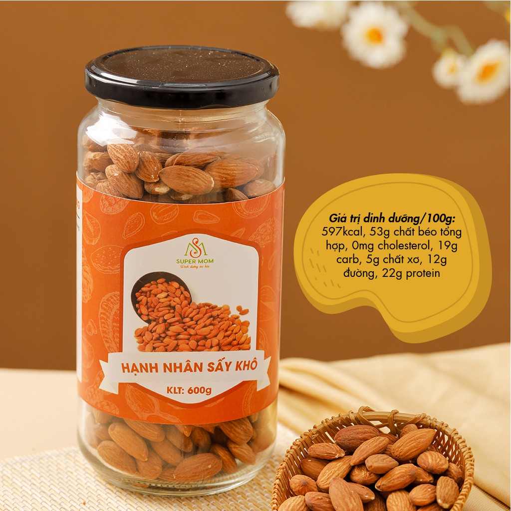 HẠT HẠNH NHÂN SẤY NGUYÊN VỊ ăn vặt healthy cho người ăn kiêng ăn chay &amp; mẹ bầu giúp ổn định huyết áp &amp; bổ sung vitamin E