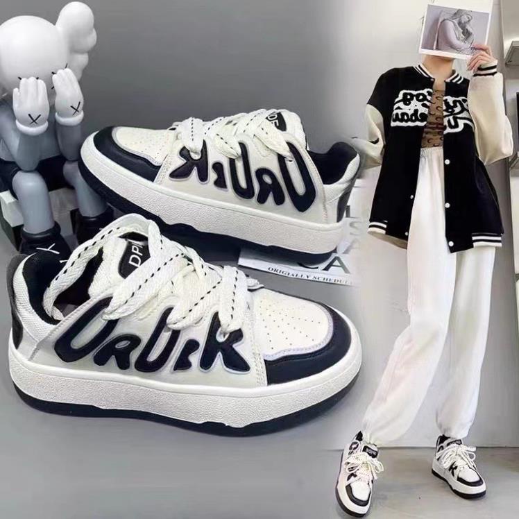 Giày thể thao nữ độn đế Ulzzang cao cấp Giầy sneaker DPIDE đen trắng phong cách cá tính Hot trend 2022