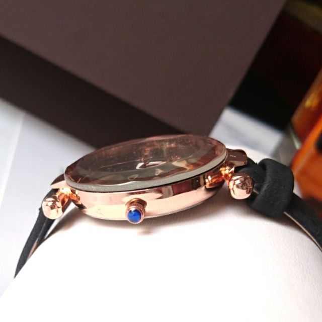 Đồng hồ nữ Bywis dây da lộn mặt ánh nhũ hàng chính hãng