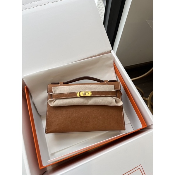 TÚI MINI KELLY POCHETTE DA XƯỚC KHOÁ VÀNG TẶNG KÈM DÂY XÍCH