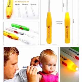 dụng cụ lấy ráy tai hộp nhựa 3 đâu có đèn phát sáng
