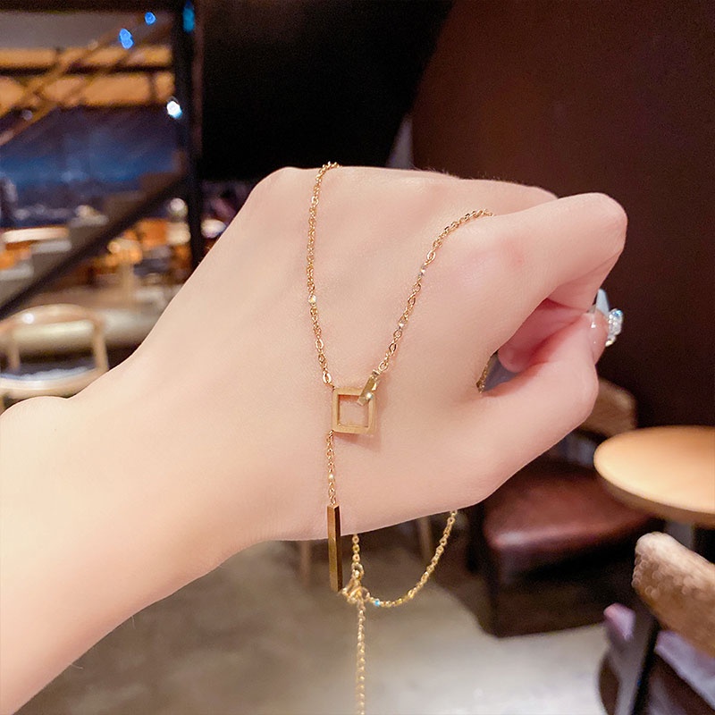 XiaoboACC Dây Chuyền Bằng Thép Titan Mạ Vàng 18K Thời Trang Phong Cách Hàn Quốc