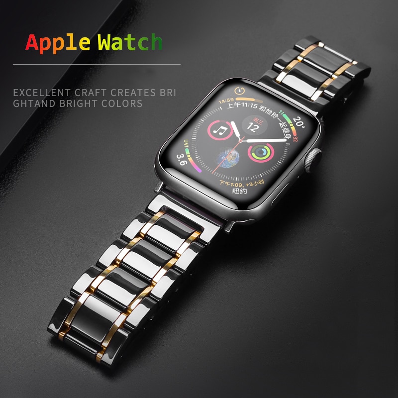 Business Classic Ceramic Band For Apple Watch 44mm 42mm 40mm 38mm Bands iWatch Series SE 6 5 4 3 2 Double Color Luxury Replace Strap