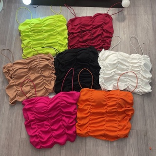 Áo Thun bigsize nữ 2 Dây Borip Croptop Sợi Bún, Áo kiểu bigsize có đệm nâng ngực 55-95kg DN