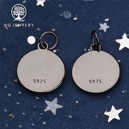 Charm bạc tròn hình mặt trời, mặt trăng treo - NQ Jewelry