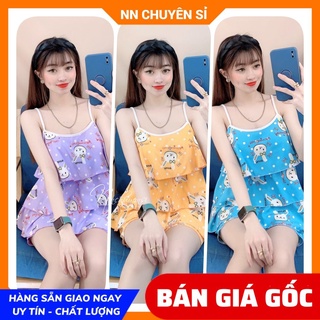 Đồ bộ đùi dây cho nữ mặc nhà chất kate mềm mịn mát in hình hoạt hình dễ thương BKT243 bộ kate đùi