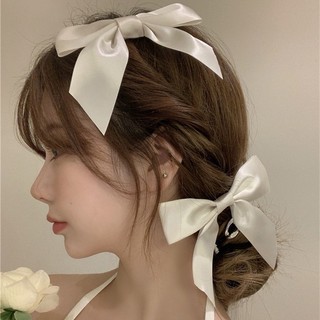 Kẹp tóc nơ satin 🎀🎀 khổ 3,9cm 💐 Kẹp tóc mái nơ tiểu thư