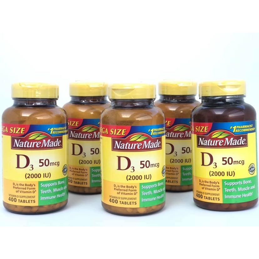 Viên Uống Vitamin D3 Nature Made 50 Mcg 2000 IU