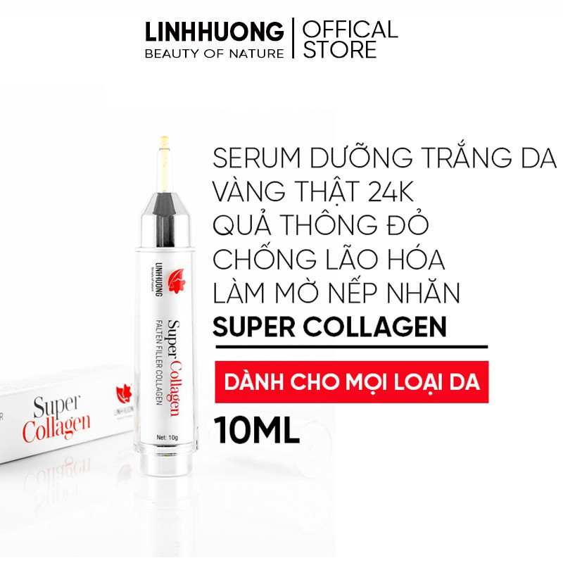 Super Collagen tinh chất vang 24K Linh Hương, chống lão hóa, chống nám, tàn nhang, trắng da,10ml