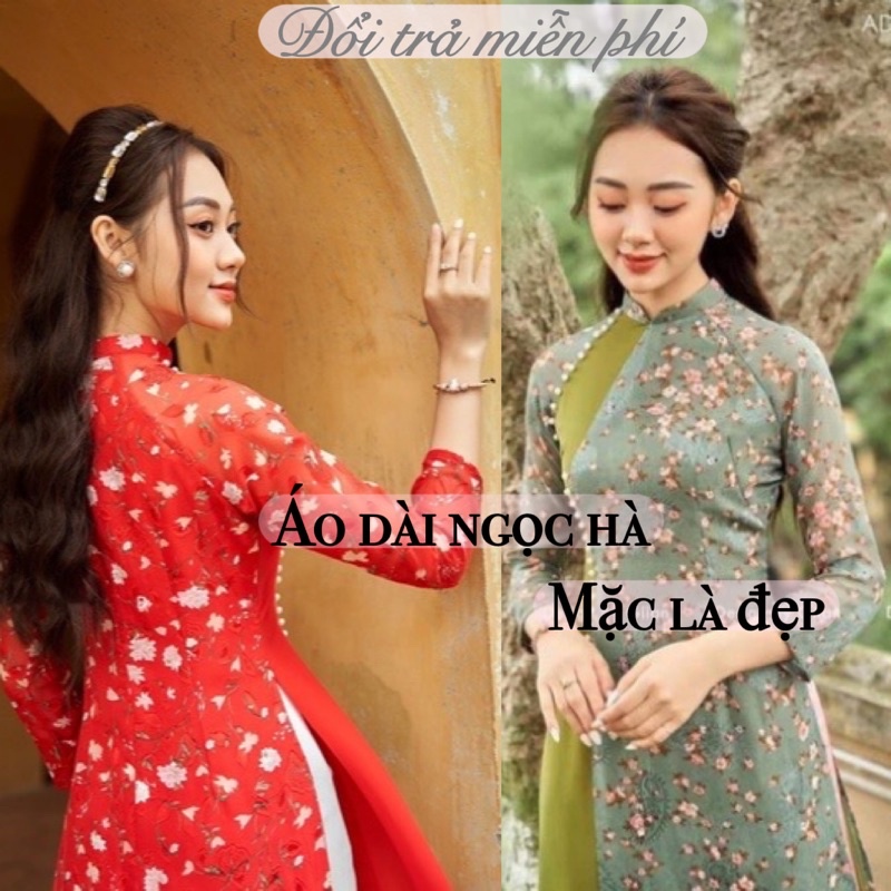 Áo Dài Truyền Thống 4 Tà Hoa Nhí