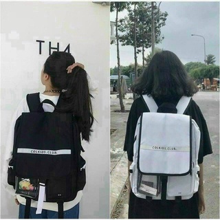 Balo phản quang colkids club ss3 xám và đen loại kaki bố túi hộp , cặp học sinh