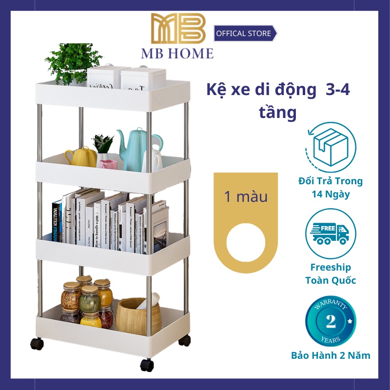 Kệ để đồ đa năng 4 tầng có bánh xe, dành cho nhà tắm, nhà bếp, Xe đẩy spa (NC9)