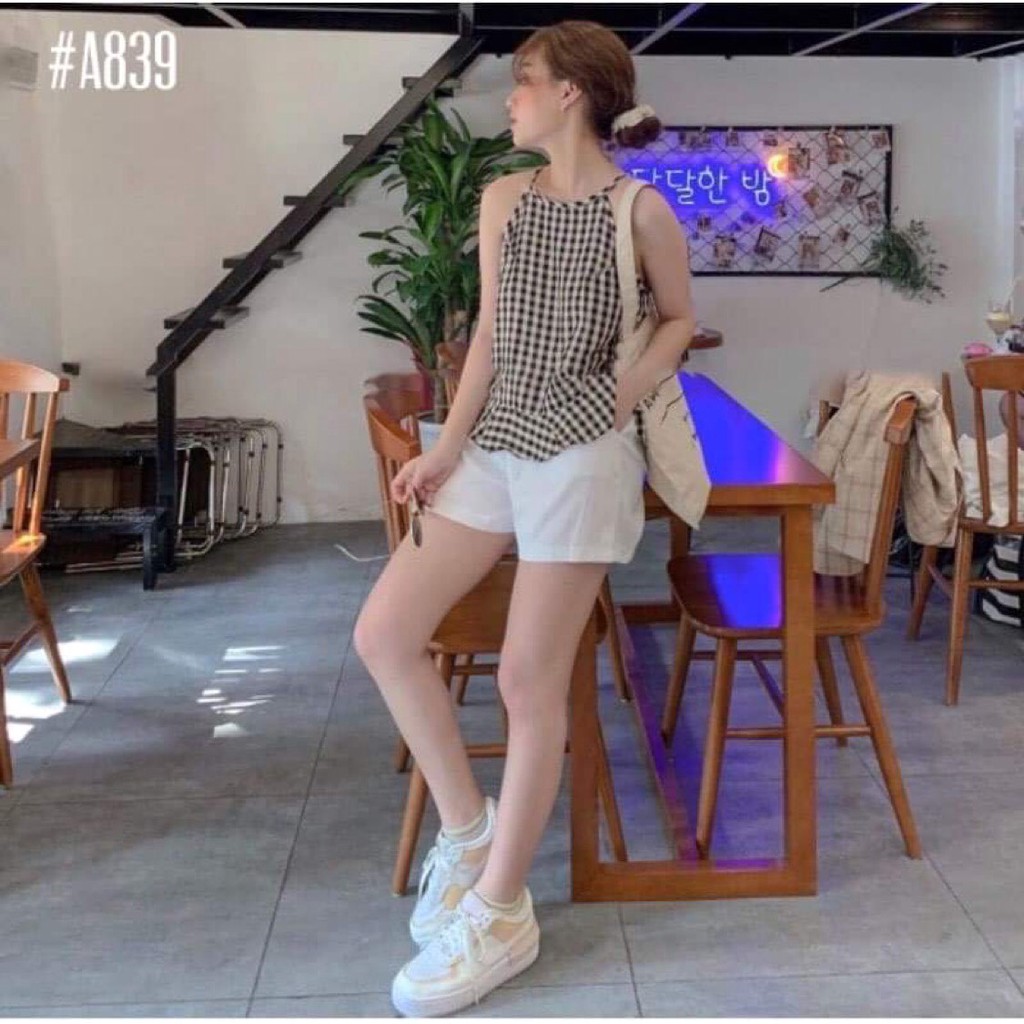 Áo 2 Dây Yếm Kẻ Caro PEONYB Nữ [FREESHIP]  Babydoll phối đuôi cá, thun vạt bèo màu ĐEN | ĐỎ | XANH Ulzzang HOT