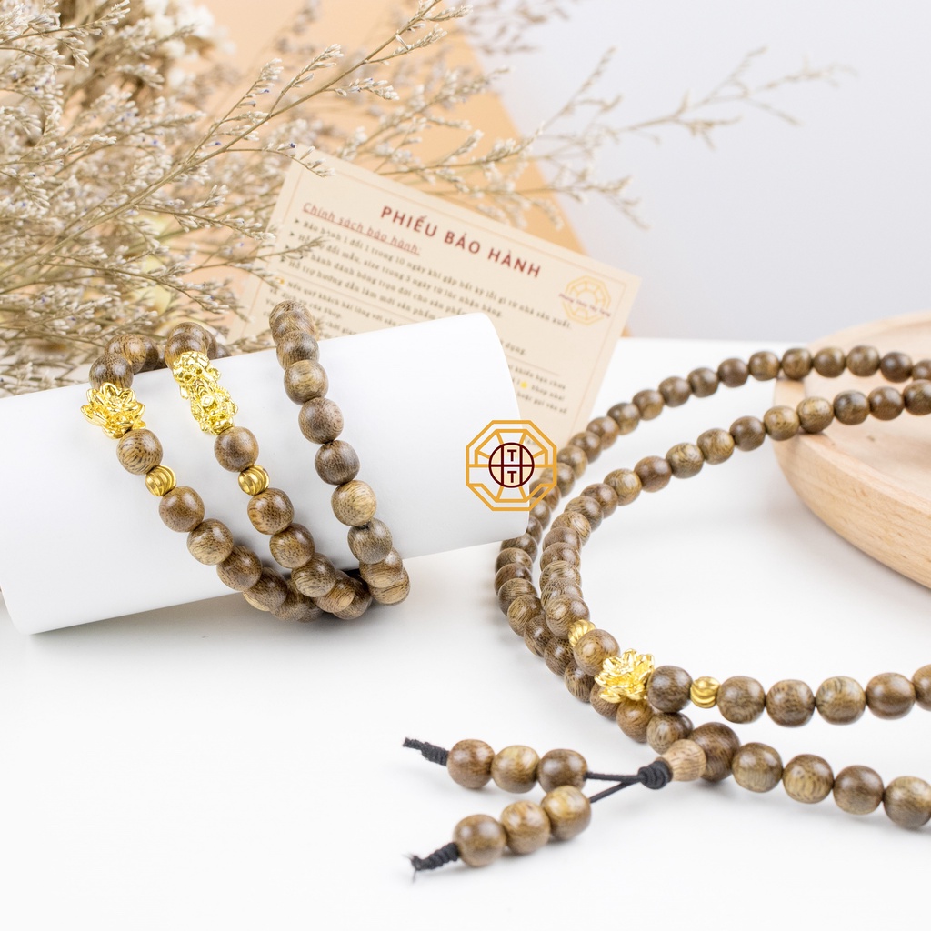 Vòng Trầm Hương Tốc [TẶNG TÚI GẤM] có Mix Tỳ Hưu Hoa Sen, Vòng Tay Phong Thuỷ Chuỗi Tràng 108 Hạt  - Phong Thuỷ Tây Tạn