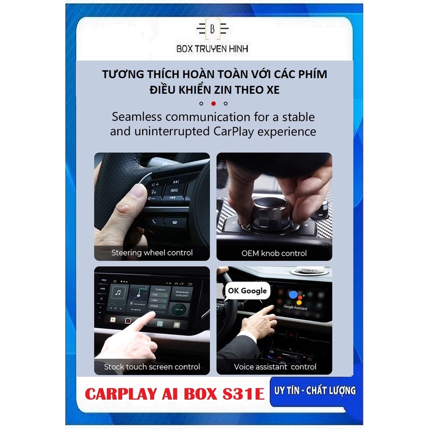 Carplay Android Box AI PICASOU S31E Biến màn hình theo xe thành màn hình siêu thông minh, TẶNG VIETMAP S2