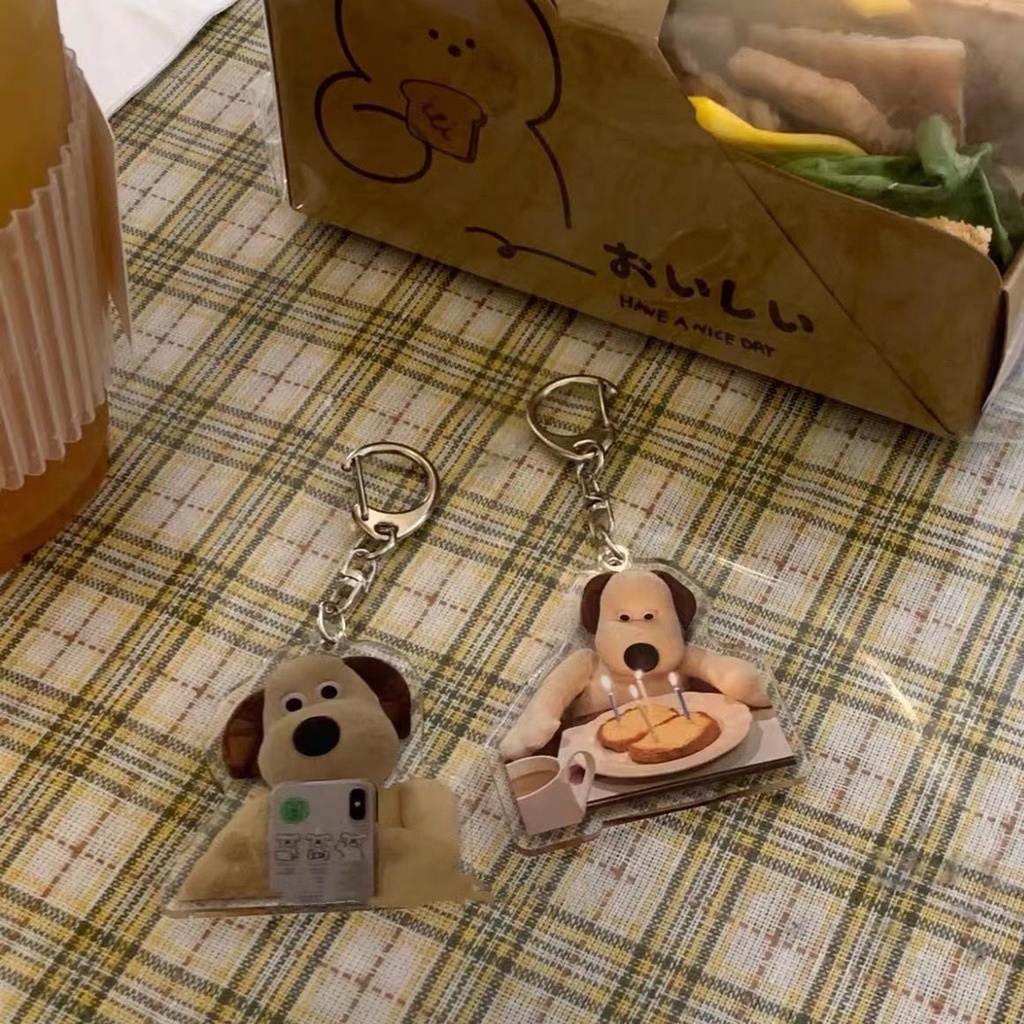 Móc Khóa Hình Chú Chó Bằng Acrylic Dễ Thương Phong Cách Retro