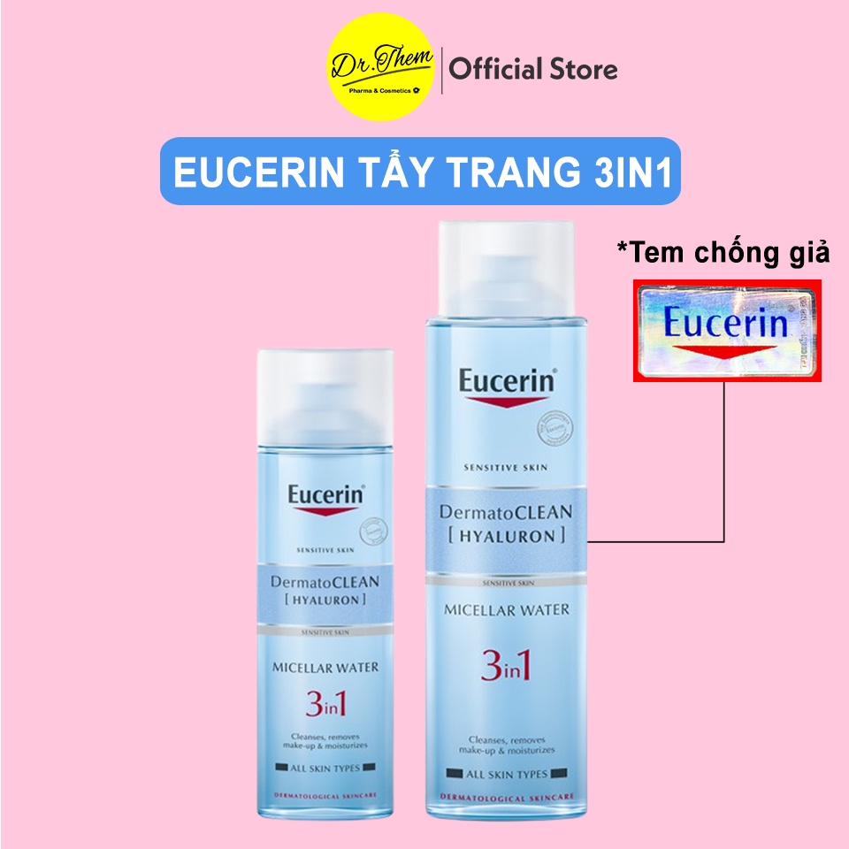 Nước Tẩy Trang 3in1 Eucerin Cho Da Nhạy Cảm DermatoClean Micellar 200ml - 400ml  [HYALURON] 3 in 1