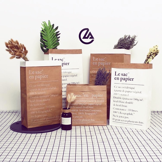 Túi giấy Kraft trang trí nhà cửa, cửa hàng, decor chụp ảnh sản phẩm
