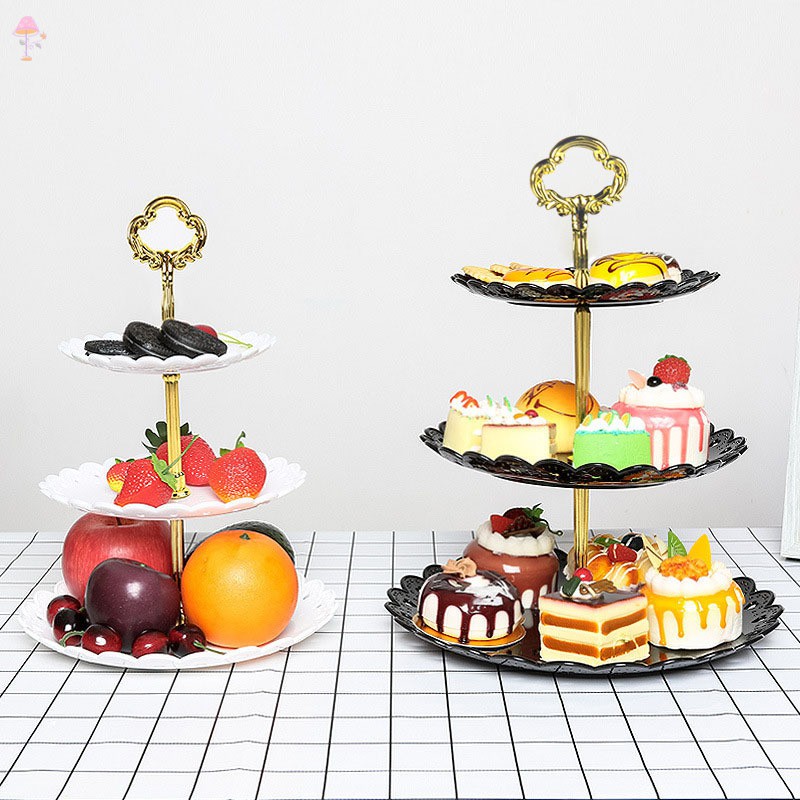 LC 3 Layer Desserts Snack Rack Stand European Style Plastic Fruit Pot Storage Rack @VN