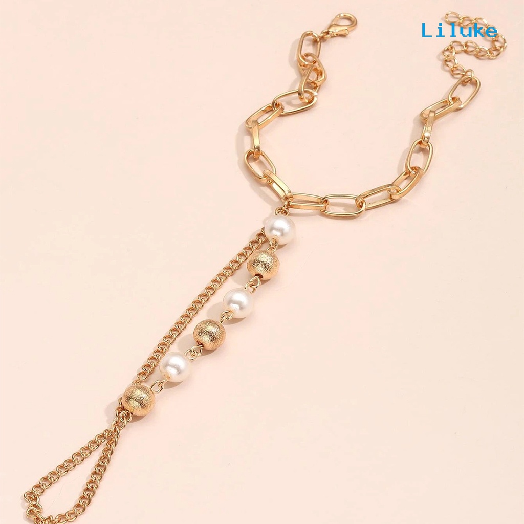 Bộ Vòng Tay Hạt Ngọc Trai Nhân Tạo Kết Nối Bằng Thép Không Gỉ