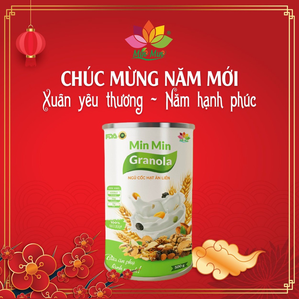 NGŨ CỐC NGUYÊN HẠT ĂN LIỀN DINH DƯỠNG CHUẨN ORGANIC - GRANOLA Min Min