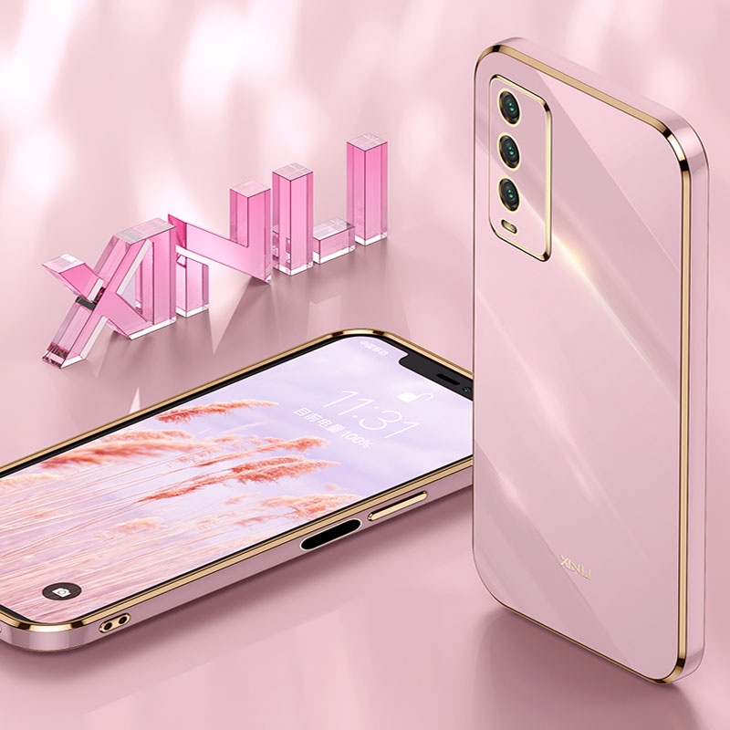 Ốp điện thoại vuông mềm mạ 6D macaron cho Vivo Y20 Y20S Y12S 2021 Y3S Y12A