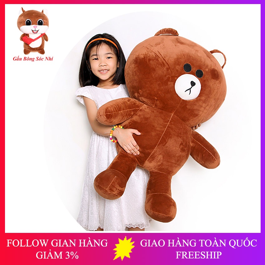 Gấu Bông Brown Size 90cm 💥 FREESHIP 💥 Gấu Bông Sóc Nhí - Gấu bông Brown cao cấp