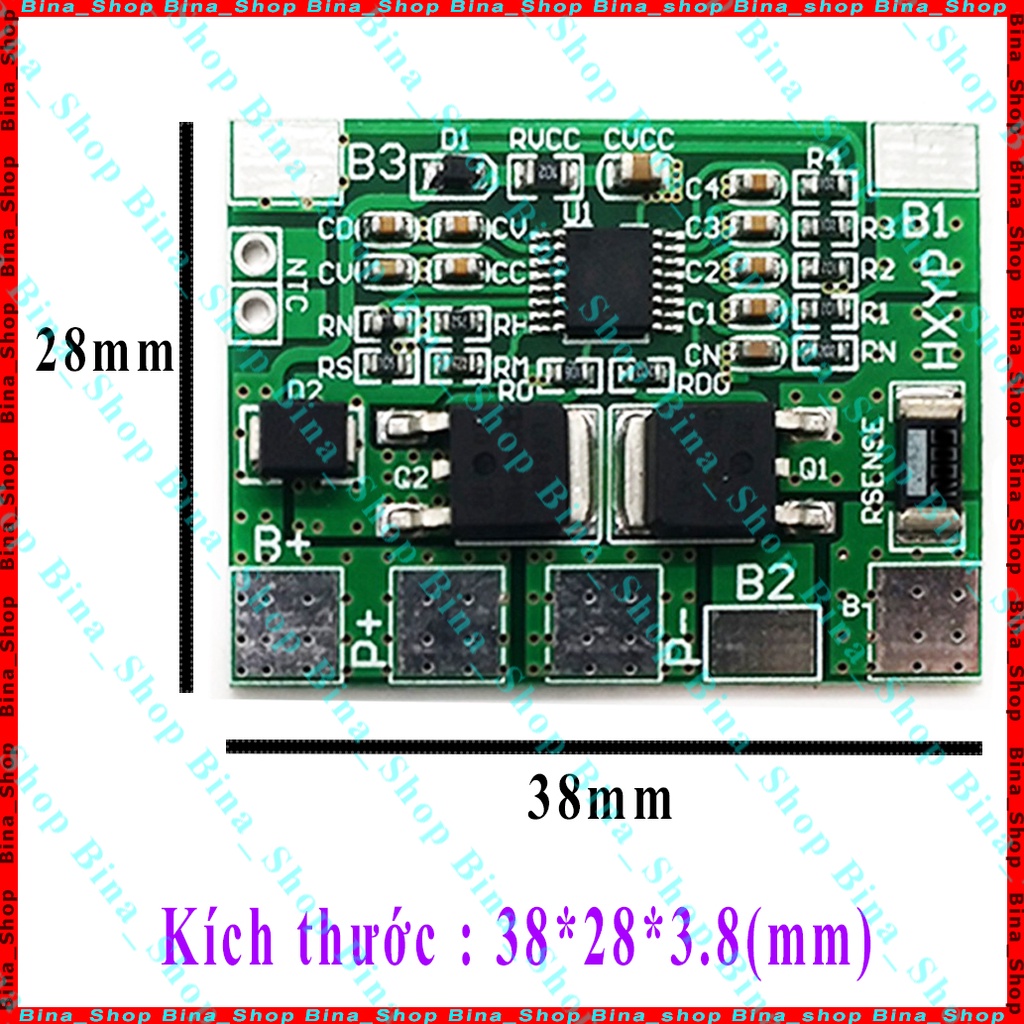 Mạch sạc bảo vệ pin 32650 4S 8A~20A 14.6V LifePo4 HX-4S-3838