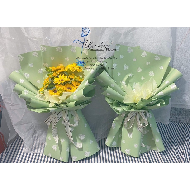 cốt giấy cắm hoa 10-30 bông, lõi mút xốp, giấy gói 2 mặt họa tiết