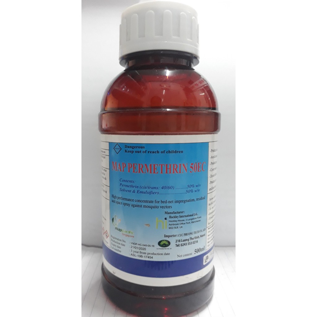 Thuốc muỗi Anh: Permethrin 50EC/ Chai nhựa 500 ml