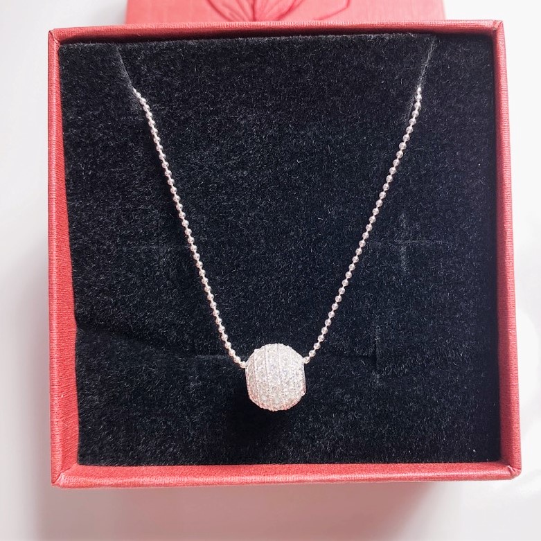 Dây chuyền bạc nữ mặt quả cầu ánh sáng, Vòng cổ bi bạc phong cách thời trang trẻ trung