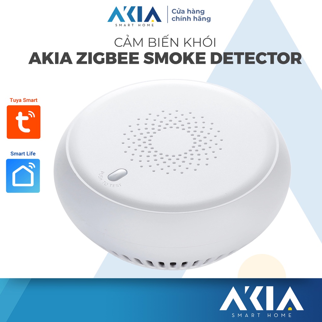 Cảm biến khói AKIA Zigbee - Báo cháy Zigbee, Sensor cực nhạy Photoelectric, Kết nối app Smart Life