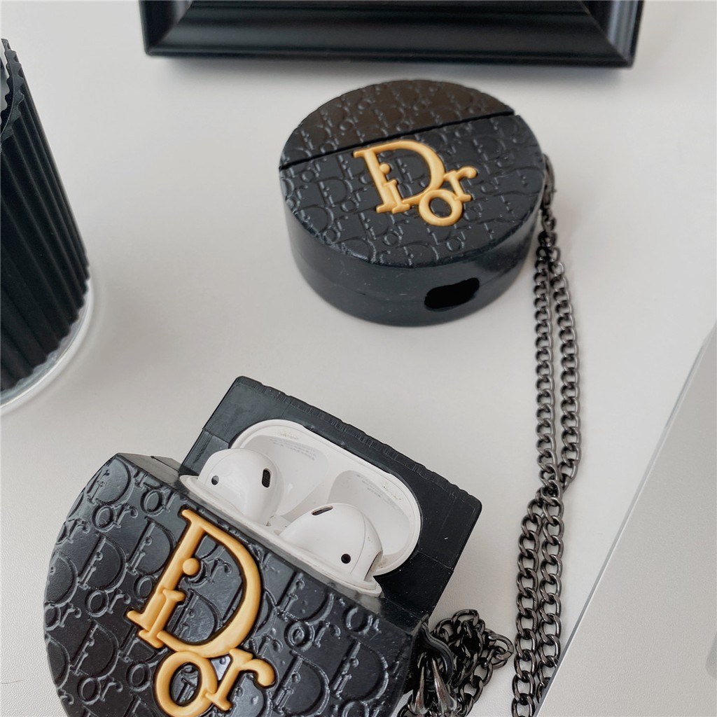 Vỏ đựng bảo vệ hộp sạc nhựa silicon cứng họa tiết Dior phong cách retro thời trang cho tai nghe Airpods 1/2/Pro #HG462