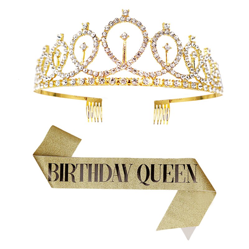 1 Set Băng Đô Vải Satin In Chữ Happy Birthday Và Vương Miện Trang Trí Tiệc Sinh Nhật Cho Bé